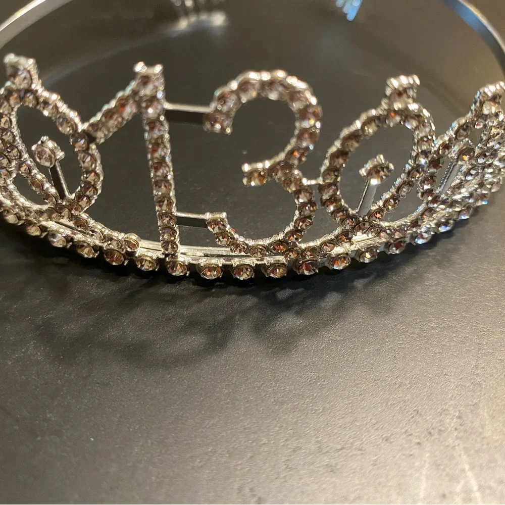 13th birthday Tiara.  Silver Crystal tiara with shiny rhinestones.